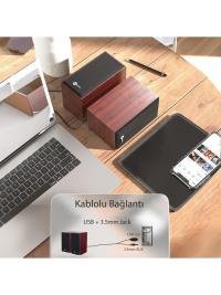 LENOVO LECOO DS105 1+1 Siyah 5w RMS Hoparlör Ahşap Speaker - 4